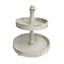 Stand Cape 2 Tier Round Whitewash 46cm